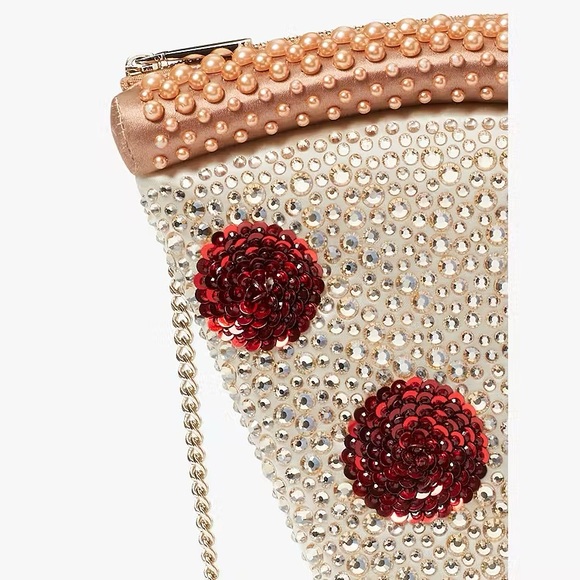 New Kate Spade Slice Pizza Crossbody 3D Purse Bag Beaded Sequined Novelty Clutch - Picture 12 of 13